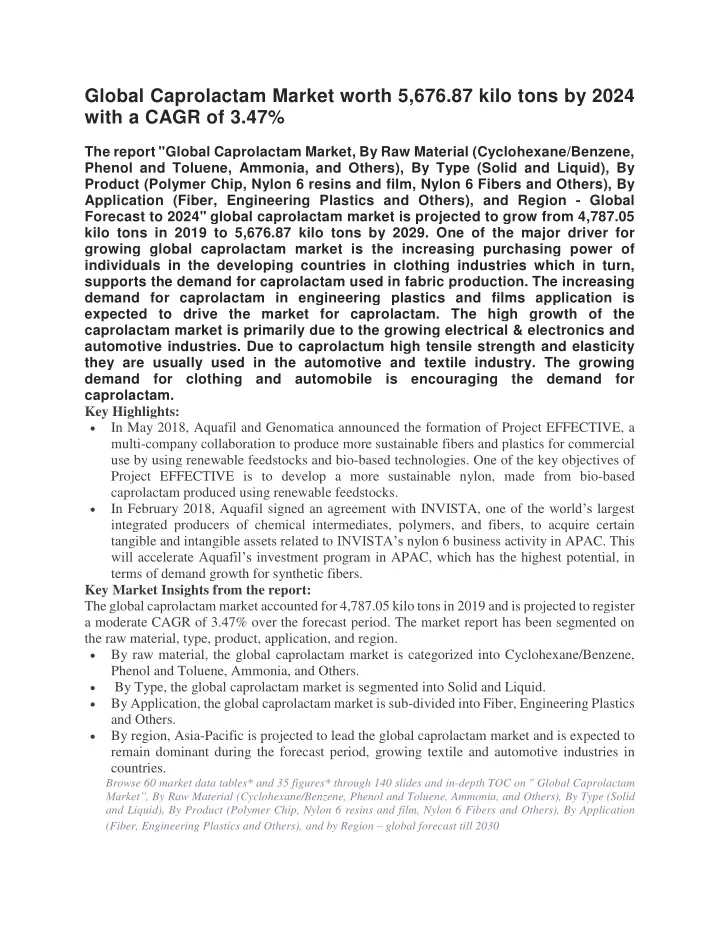 global caprolactam market worth 5 676 87 kilo