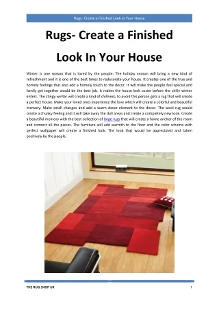 rugs create a finished look in your house