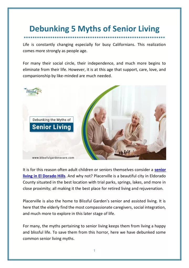 PPT - Top 5 Debunked Myths About Senior Living PowerPoint Presentation ...