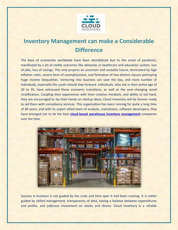 inventory management can make a considerable