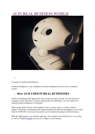 AI IN REAL BUSINESS WORLD