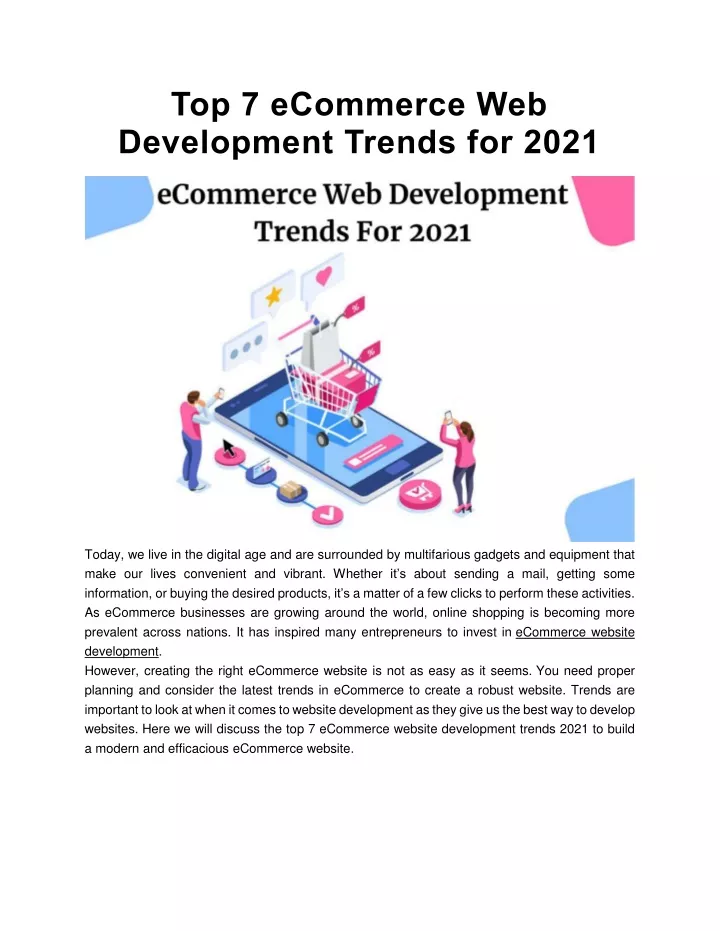 top 7 ecommerce web development trends for 2021
