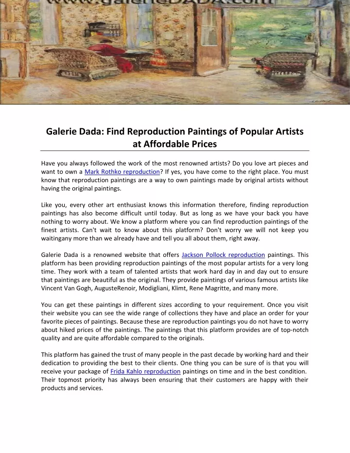 galerie dada find reproduction paintings