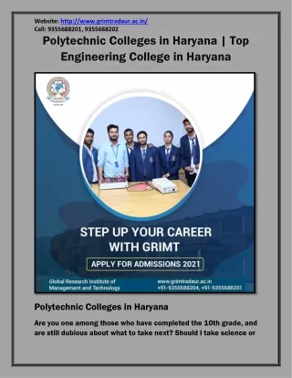 Polytechnic Colleges in Haryana | Top Engineering College in Haryana