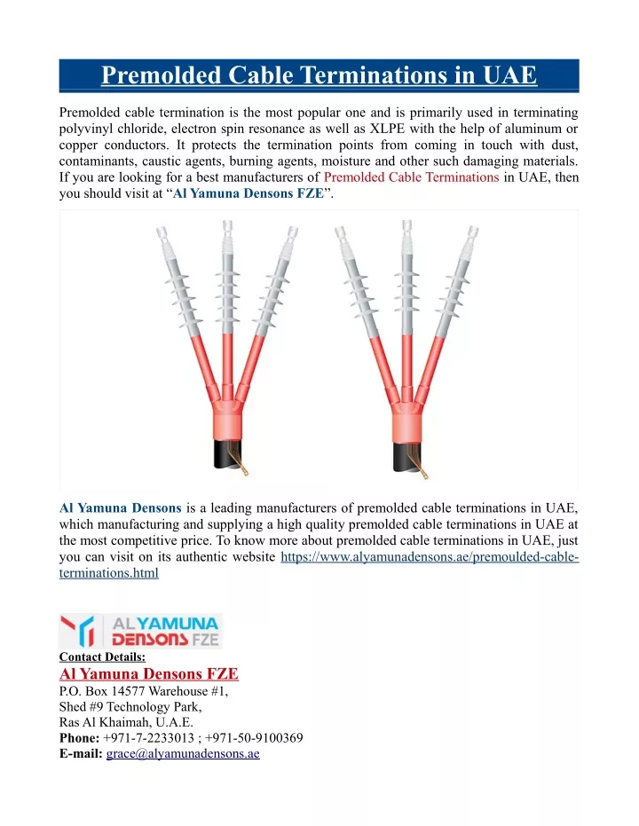premolded cable terminations in uae