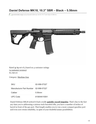 daniel defense mk18 10 3 sbr black 5 56mm