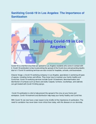 Sanitizing Covid-19 in Los Angeles: The Importance of Sanitization