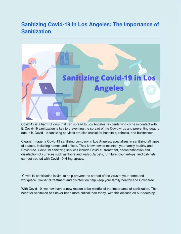 sanitizing covid 19 in los angeles the importance
