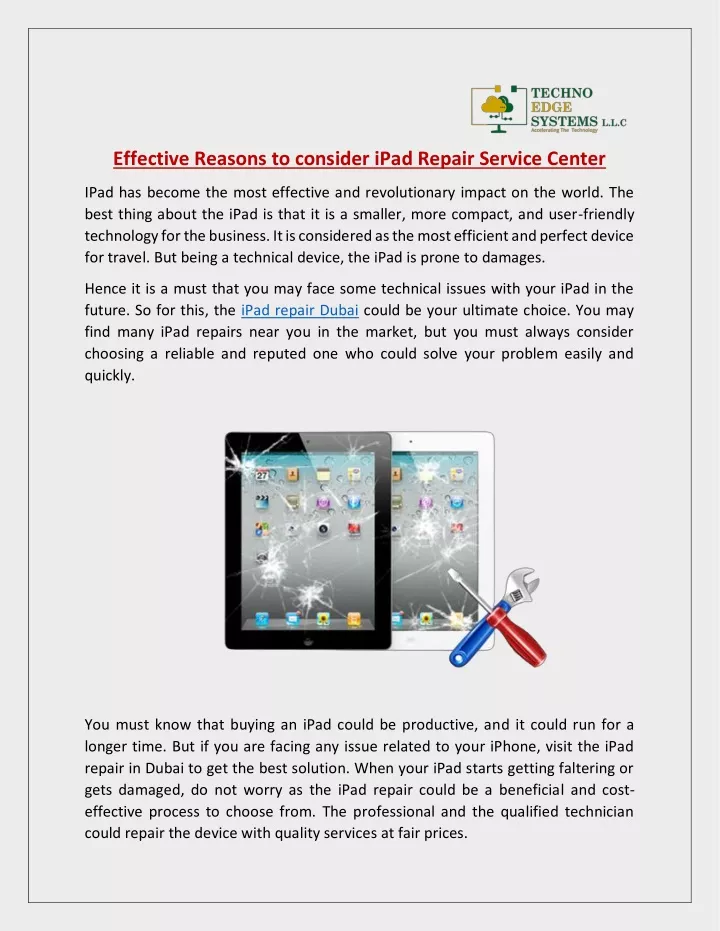 effective reasons to consider ipad repair service