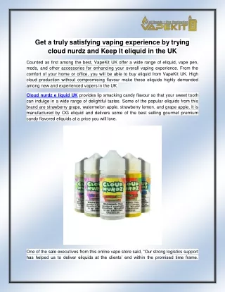 get a truly satisfying vaping experience
