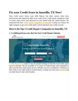 Fix your Credit Score in Amarillo, TX Now!