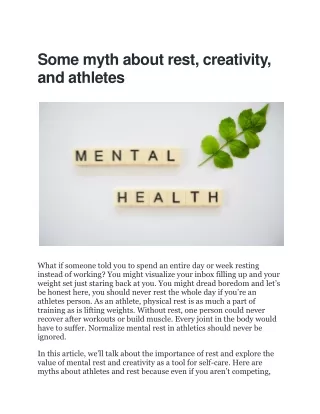 Some myth about rest, creativity, and athletes