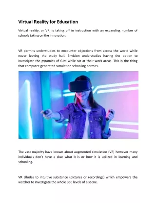 virtual reality for education