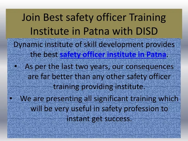 join best safety officer training institute