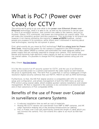what is poc power over coax for cctv the article