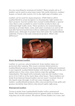 Water Resistant vs Waterproof Leather