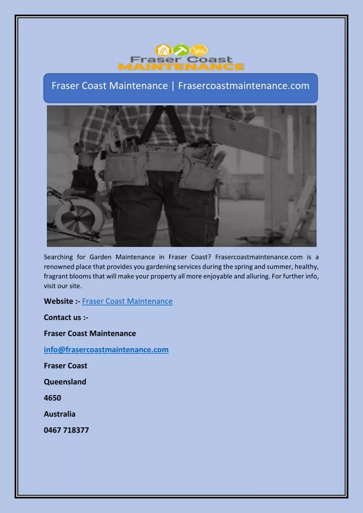 fraser coast maintenance frasercoastmaintenance