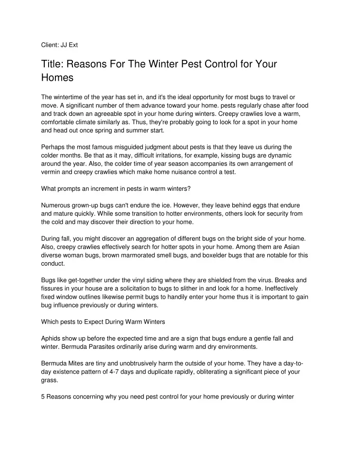 client jj ext title reasons for the winter pest
