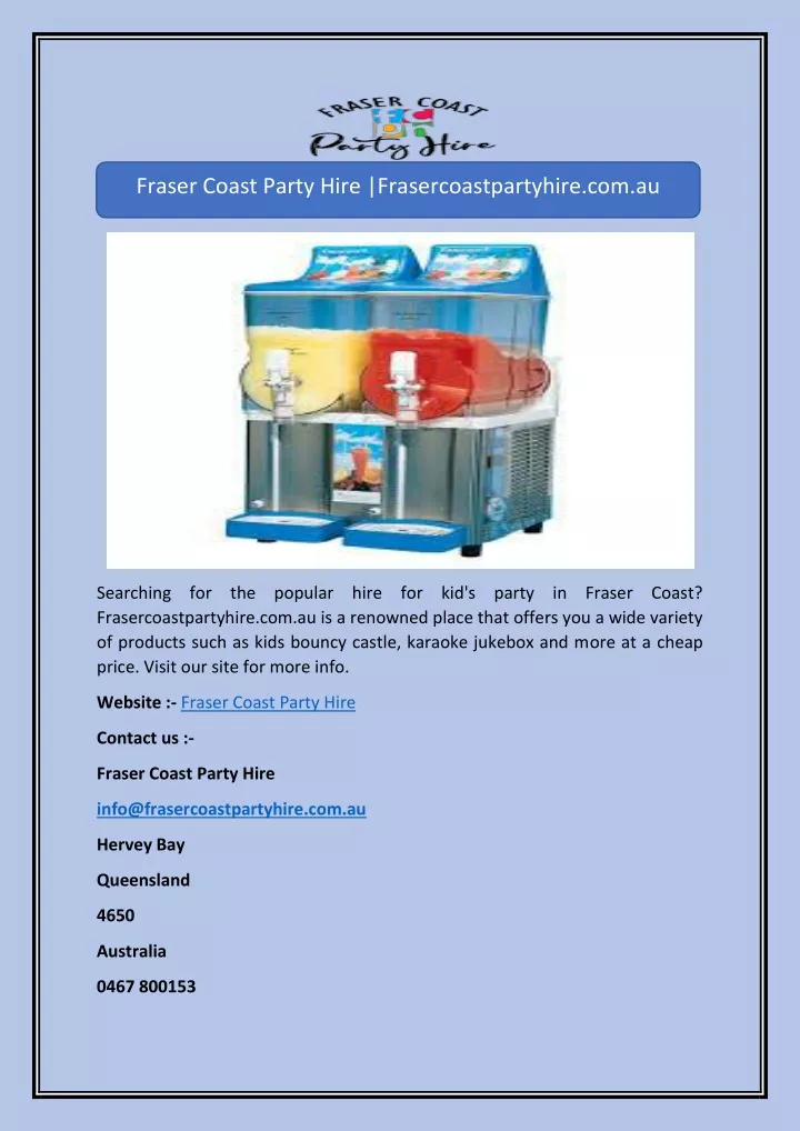 fraser coast party hire frasercoastpartyhire