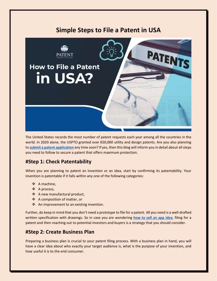 simple steps to file a patent in usa