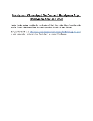 Handyman Clone App | On Demand Handyman App | Handyman App Like Uber