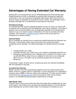 advantages of having extended car warranty