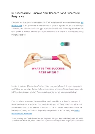 Iui Success Rate - Improve Your Chances For A Successful Pregnancy