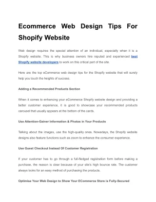 ecommerce web design tips for