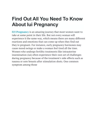 Find Out All You Need To Know About Iui Pregnancy