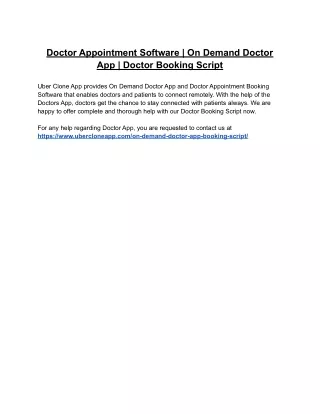 Doctor Appointment Software | On Demand Doctor App | Doctor Booking Script
