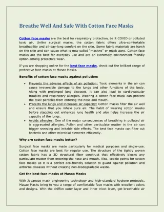 Breathe Well And Safe With Cotton Face Masks