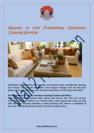 Reasons to Hire Professional Upholstery Cleaning Services