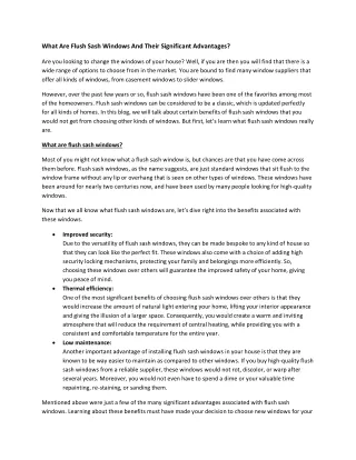 what are flush sash windows and their significant