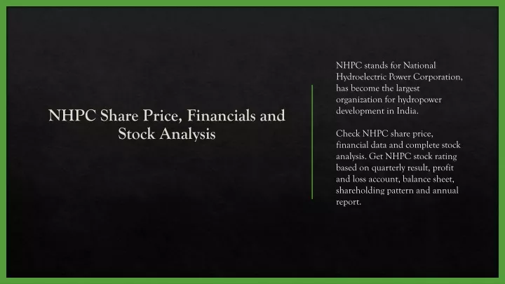 nhpc share price financials and stock analysis