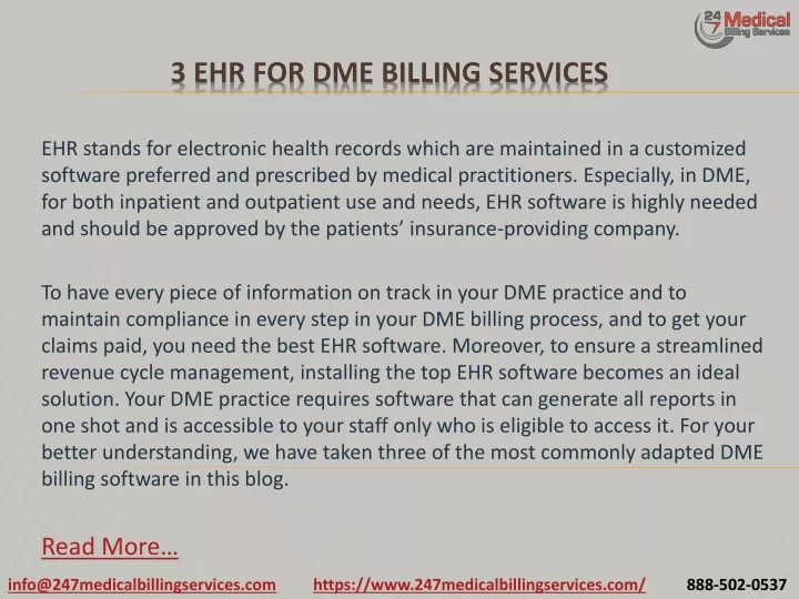 3 ehr for dme billing services