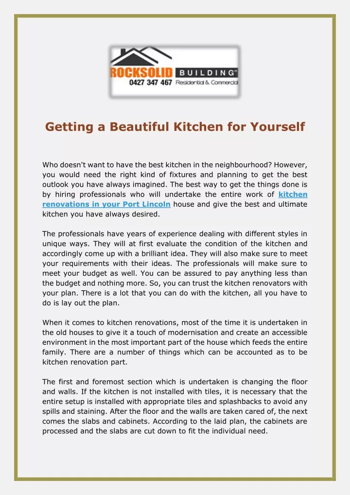 getting a beautiful kitchen for yourself