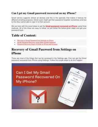 Can I get my Gmail password recovered on my iPhone?