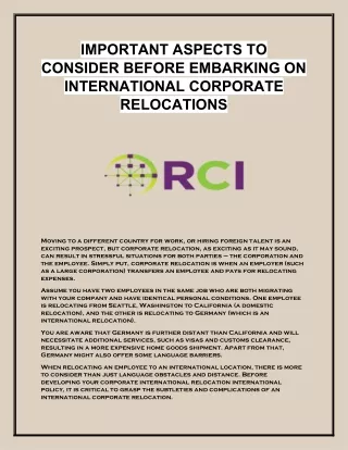 important aspects to consider before embarking