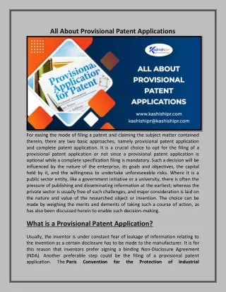 all about provisional patent applications