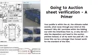 Going to Auction sheet verification - A Primer