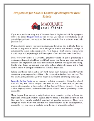 properties for sale in casula by macquarie real