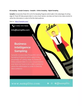 BI Sampling – Sample Company – Samplits – Online Sampling – Digital Sampling (1)