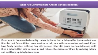 What Are Dehumidifiers And Its Various Benefits