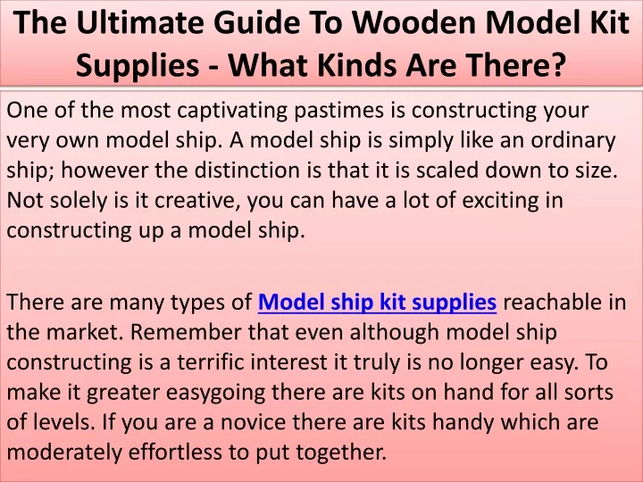 the ultimate guide to wooden model kit supplies what kinds are there