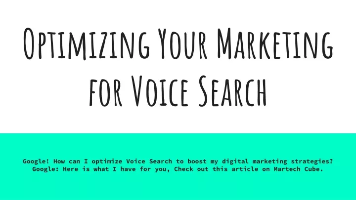 optimizing your marketing for voice search