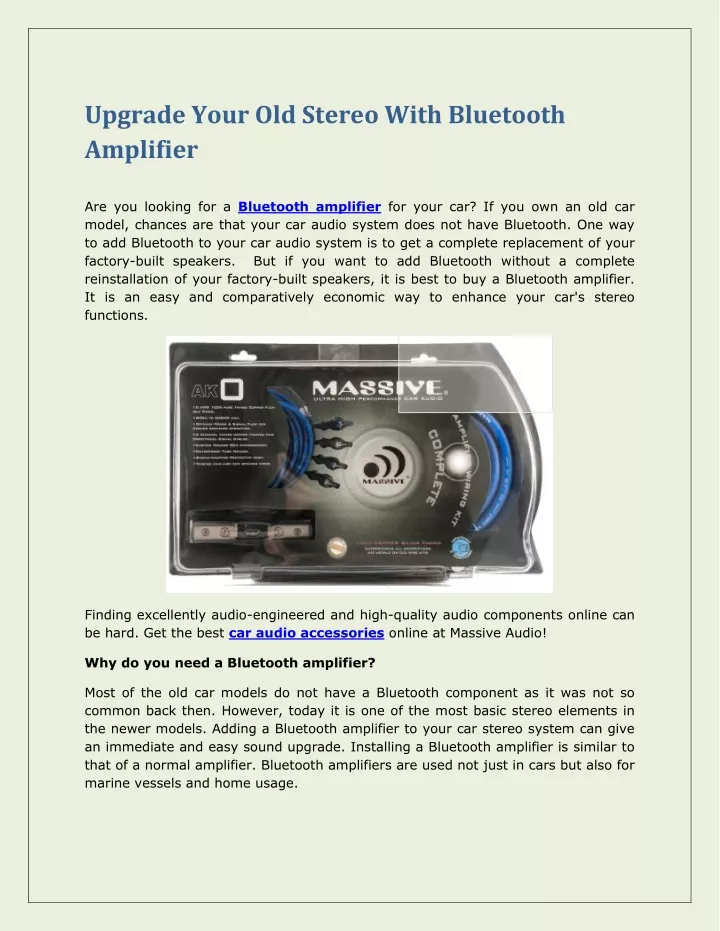 upgrade your old stereo with bluetooth amplifier