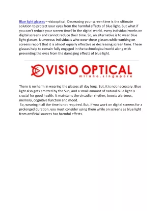 Blue light glasses – visiooptical