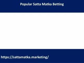Popular Satta Matka Betting