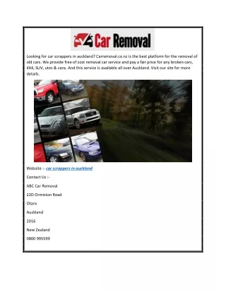 Car Scrappers in Auckland  Carremoval.co.nz