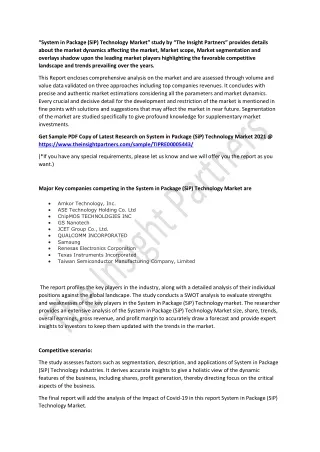 system in package sip technology market study